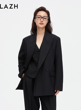 URLAZH有兰新款黑色休闲宽松刺绣西装外套女IM3SU06