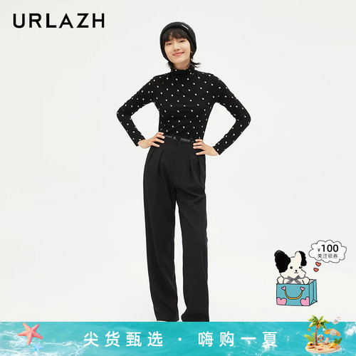 urlazh/有兰运动腰头拼接西裤