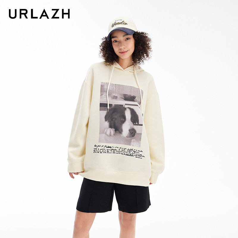 URLAZH有兰新款复古温柔印花休闲宽松连帽卫衣女LM3SW06,女装/女士精品,卫衣/绒衫,淘宝优惠券,粉丝福利购,淘宝优惠卷