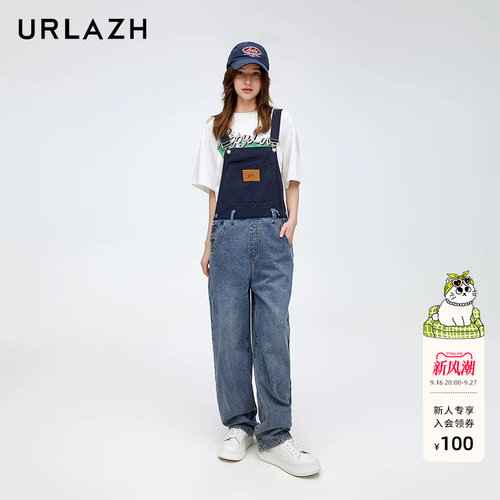 有兰复古设计感牛仔背带裤