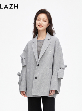 URLAZH有兰新款质感灰色舒适简约气质设计感大衣外套LM4TC09