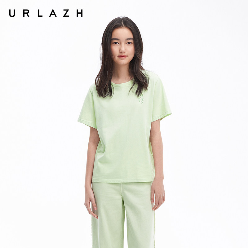 【艾草抗菌】URLAZH有兰夏季新款薄荷曼波绿色印花圆领短袖T恤女,女装/女士精品,T恤,淘宝优惠券,粉丝福利购,淘宝优惠卷