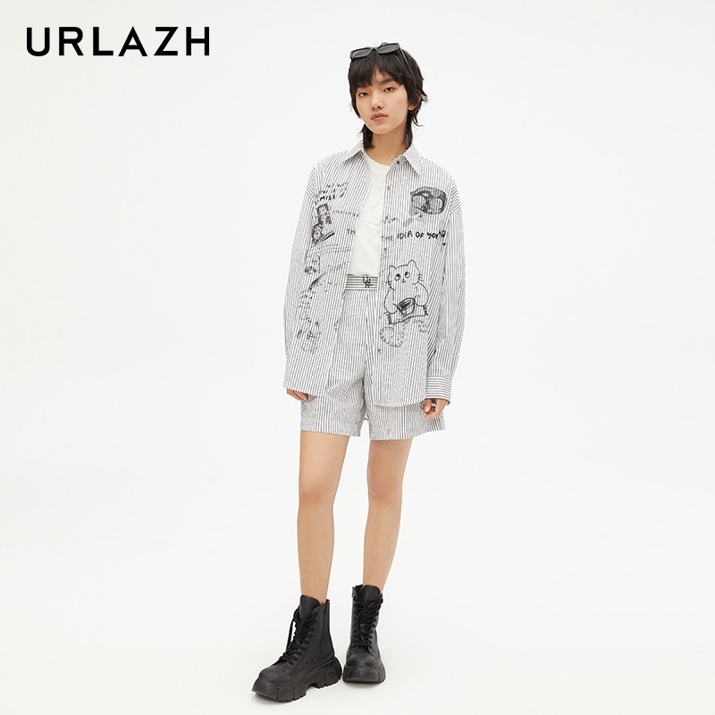 URLAZH有兰新款洋气竖条纹宽松松紧腰休闲短裤女LM3PA13,女装/女士精品,休闲裤,淘宝优惠券,粉丝福利购,淘宝优惠卷