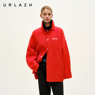 有兰番茄红衬衫式羊毛呢大衣