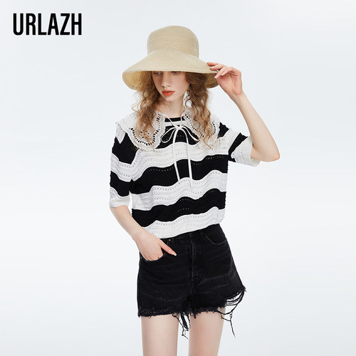 URLAZH/有兰条纹镂空针织