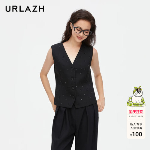 urlazh/有兰精致烫钻西装马甲