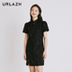 新款 黑色复古新中式 气质时尚 URLAZH有兰夏季 优雅短袖 旗袍连衣裙女