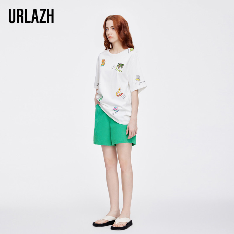 URLAZH/有兰宽松直筒牛仔短裤