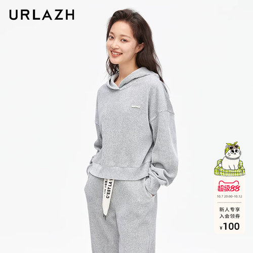 urlazh/有兰灯芯绒连帽卫衣