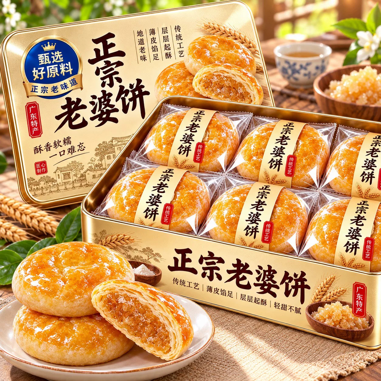 正宗传统老婆饼礼盒独立包装广东传统糕点软糯香甜早餐官方旗舰店