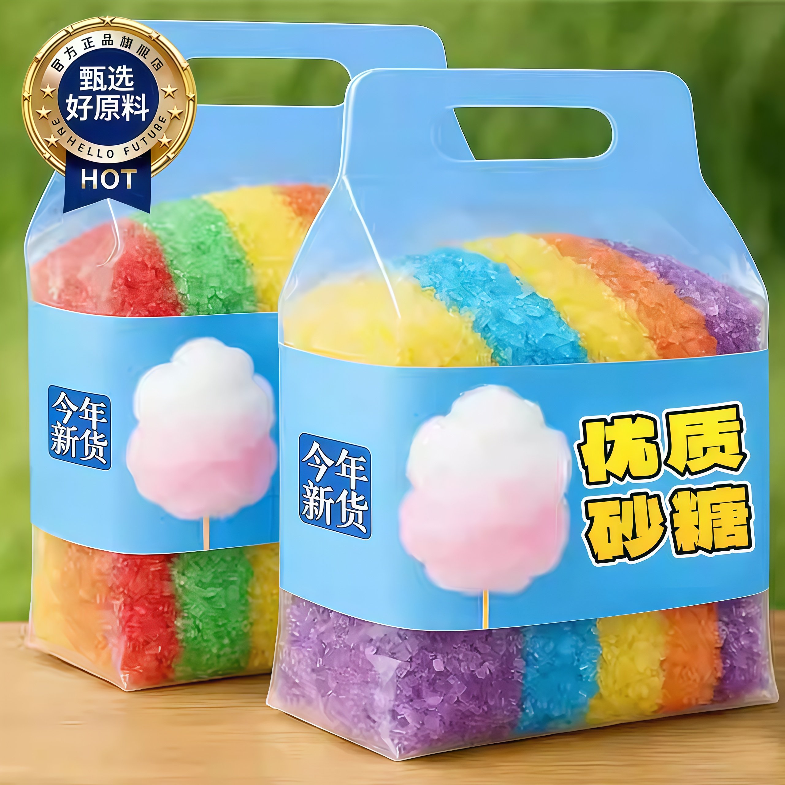 棉花糖专用砂糖官方旗舰店无色素彩色糖多果味白砂糖粗粒摆摊专用