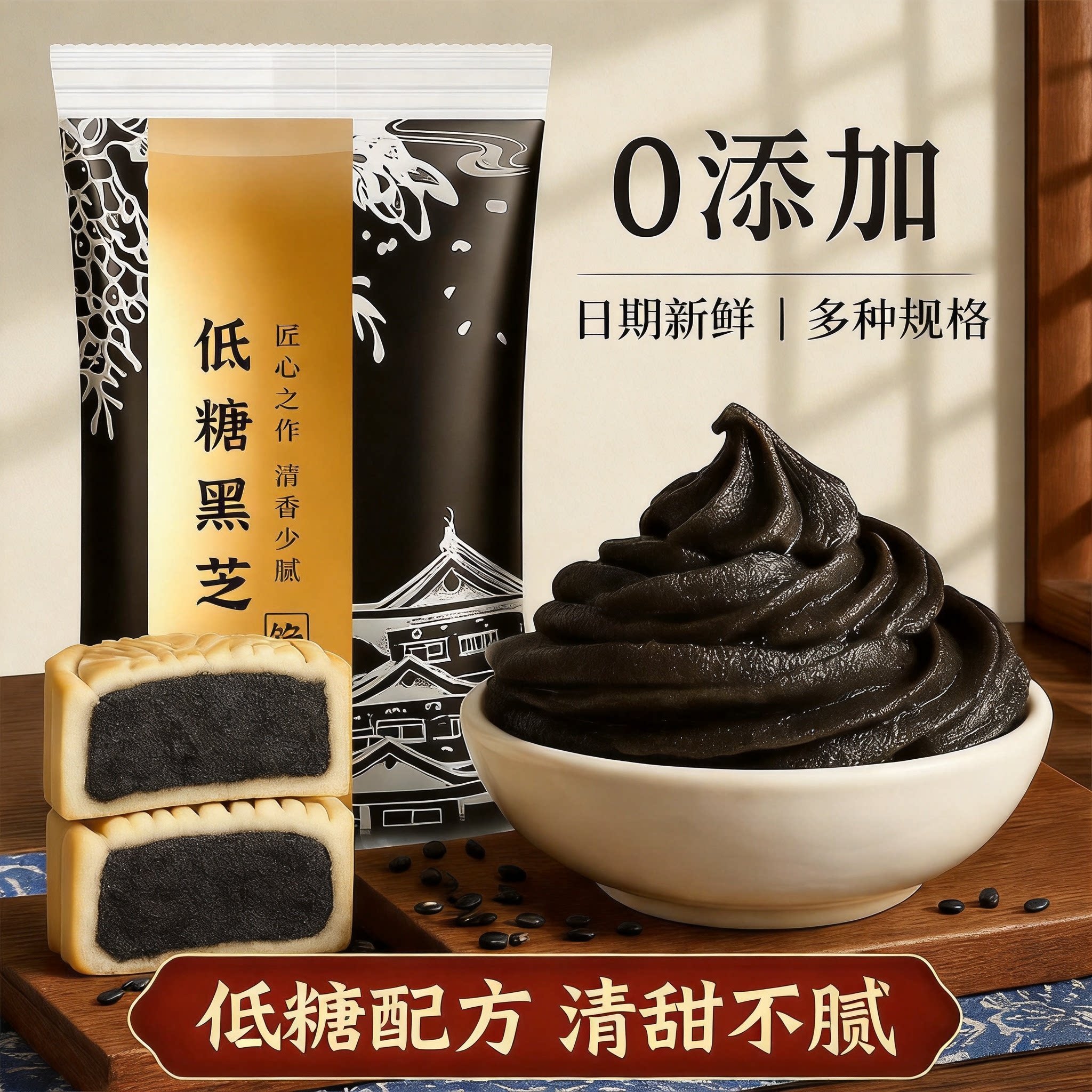 黑芝麻馅月饼纯手工官方旗舰店红豆沙馅白莲蓉蛋黄原料烘焙家用