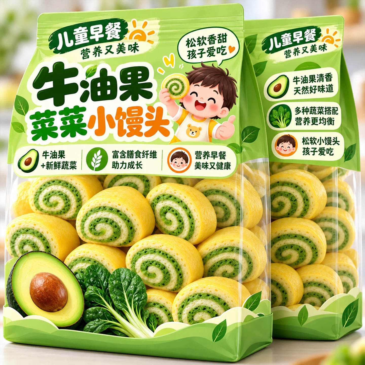 牛油果菜菜小馒头牛奶黄油面包儿童健康的营养早餐食品官方旗舰店