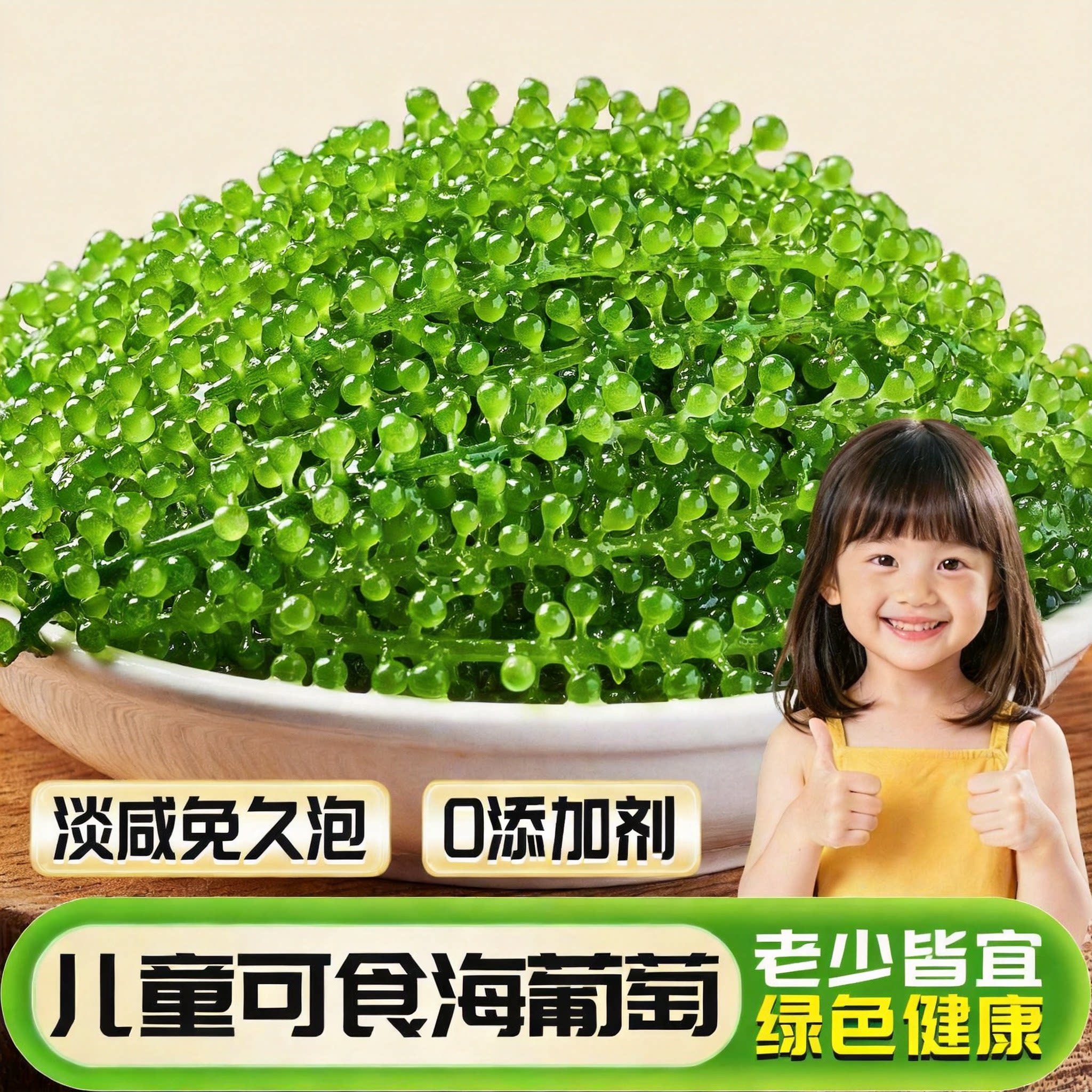 儿童海葡萄即食官方旗舰店新鲜绿色鱼子酱健康小孩吃海草丝裙带菜