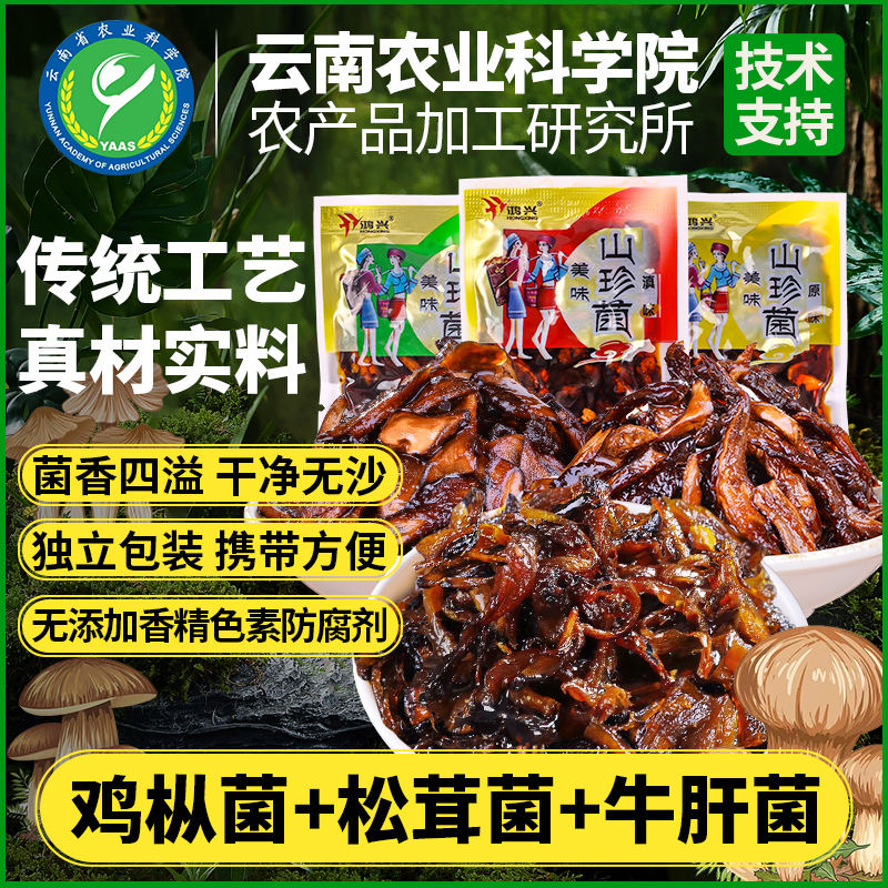 云南特产鸡枞菌牛肝菌松茸菌香菇香辣即食小吃解馋散装山珍菌零食