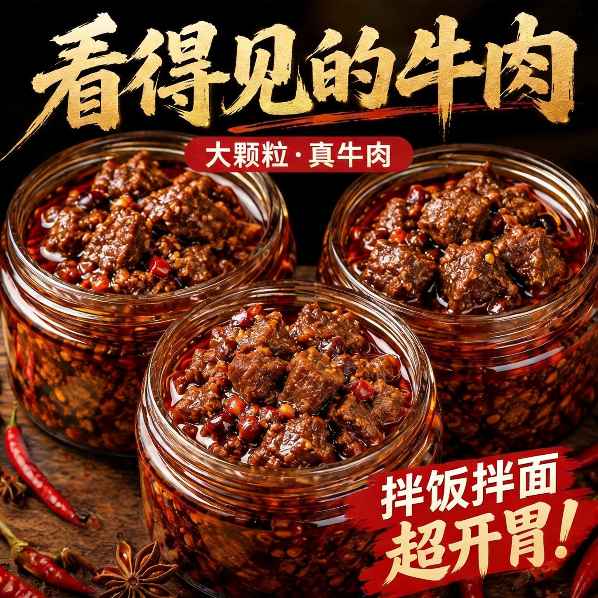 正宗香辣五香牛肉酱官方旗舰店拌饭拌面酱辣椒酱火锅蘸料调料瓶装