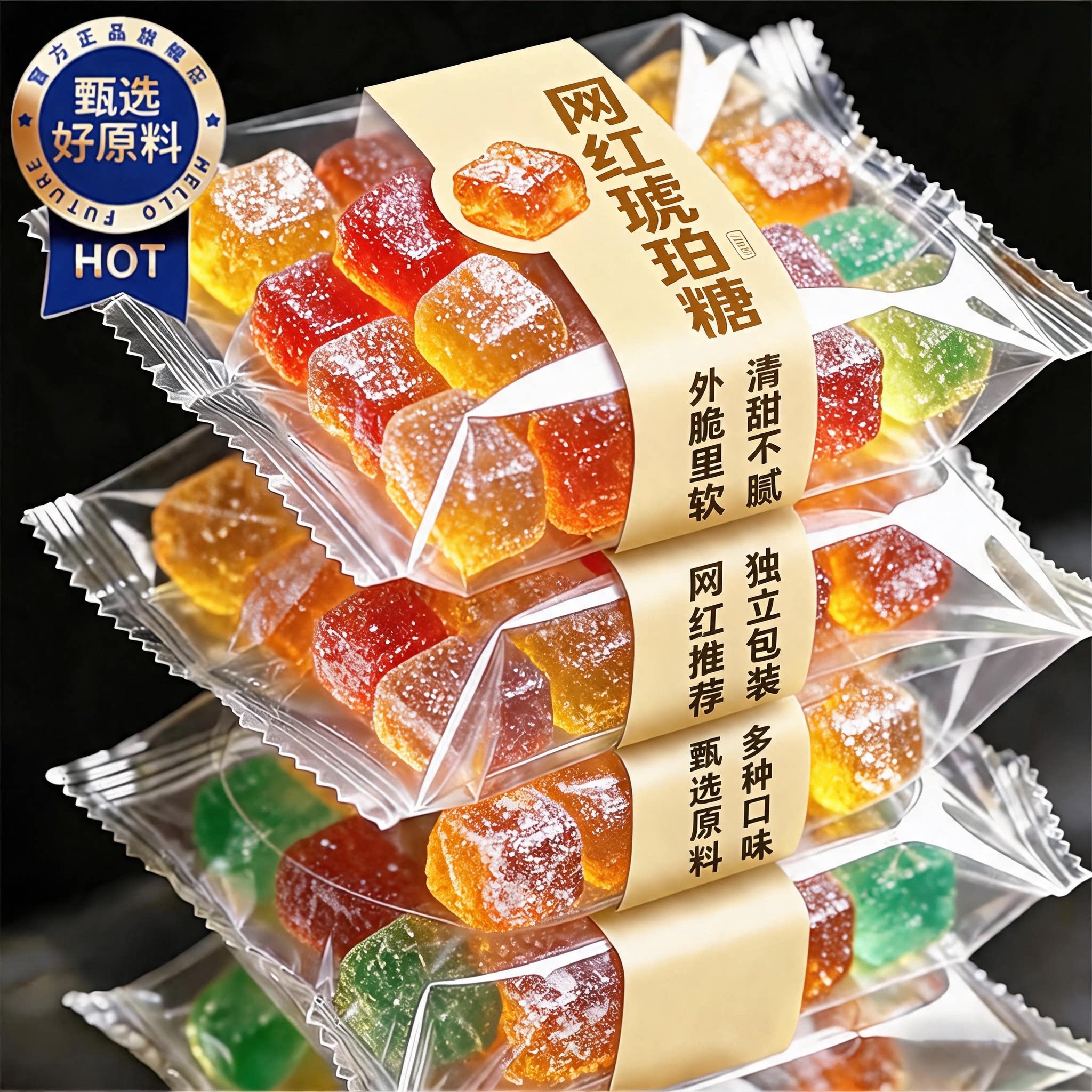 琥珀糖官方正品旗舰店网红声控高颜值糖果零食儿童可食用咀嚼声控