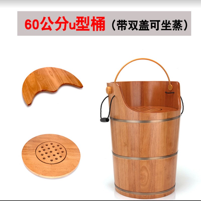 足浴桶木桶家用过小腿橡木高深带盖洗脚盆木盆泡脚桶X带排水静音