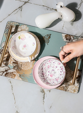 轻奢欧式托盘客i厅家用高级感首饰盘装饰摆饰零食盘桌面收纳置物