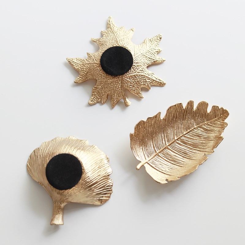 米诺 insf金色金属树叶造型小托盘 首饰盘 耳环项链收纳盘 饰品盘