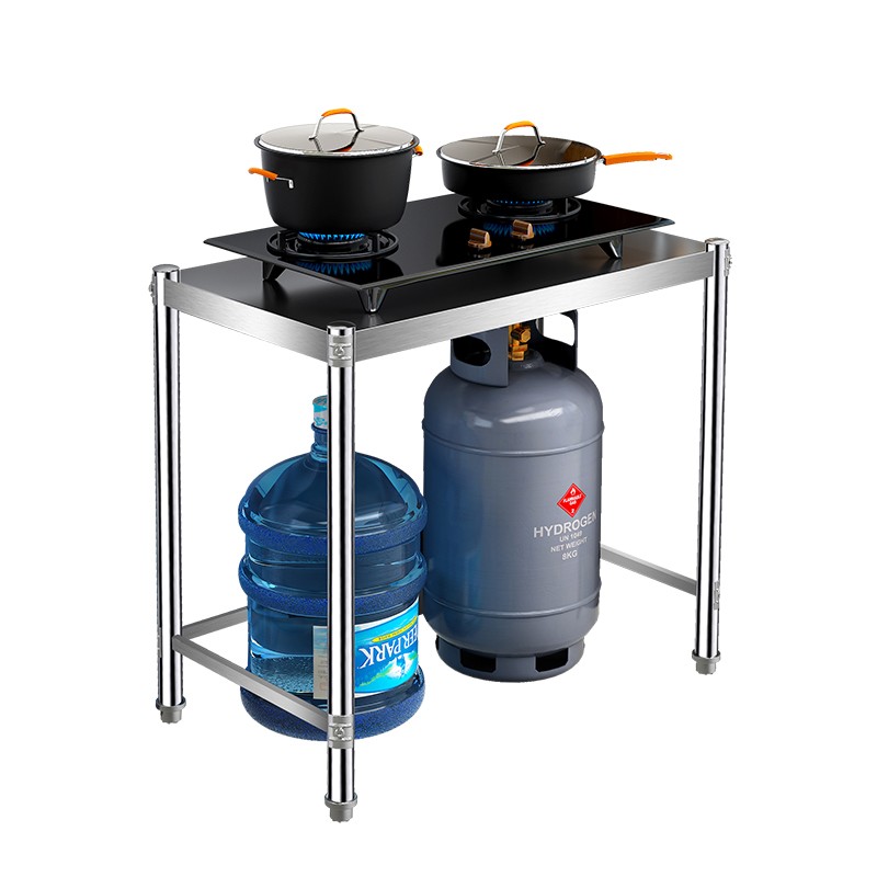 一层304不锈钢置物架厨房落x地单层桌面收纳调料架子操作台储物架