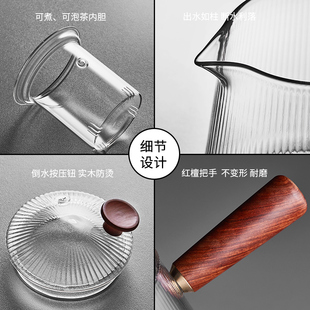 绿昌明玻璃侧把泡茶壶家用耐高温电陶G炉煮茶壶过滤泡茶器茶具套