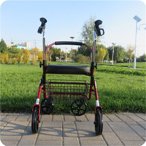 老年折叠购物代步车o老人便携手推车四轮可推可坐助行车买菜推车