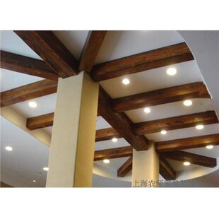 新款原木实木别墅住宅装饰假木梁吊顶空心梁老榆木饰面.背景墙包