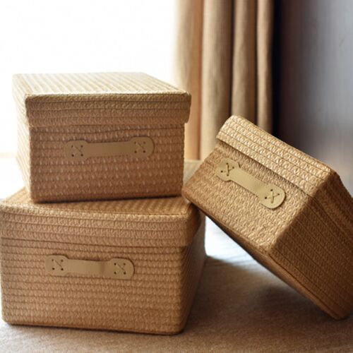 日式收纳箱有盖储l物盒衣柜编织收纳筐桌面零食内衣物整理箱大抽