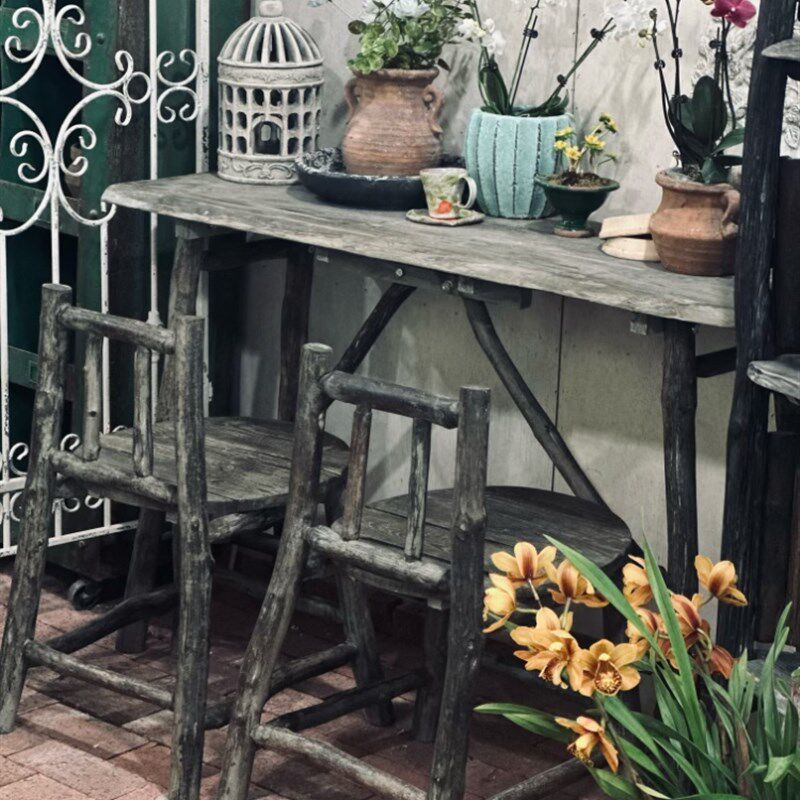 实木乡村复古做旧长方q桌子原木餐桌咖啡桌咖啡桌落地摆件室外室