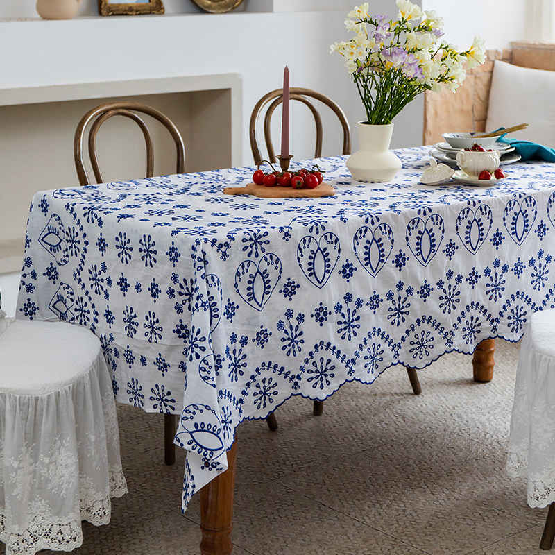 法式青花桌布长方形美式复古餐桌布蓝色田O园茶几盖布台布高级感,居家布艺,桌布,淘宝优惠券,粉丝福利购,淘宝优惠卷