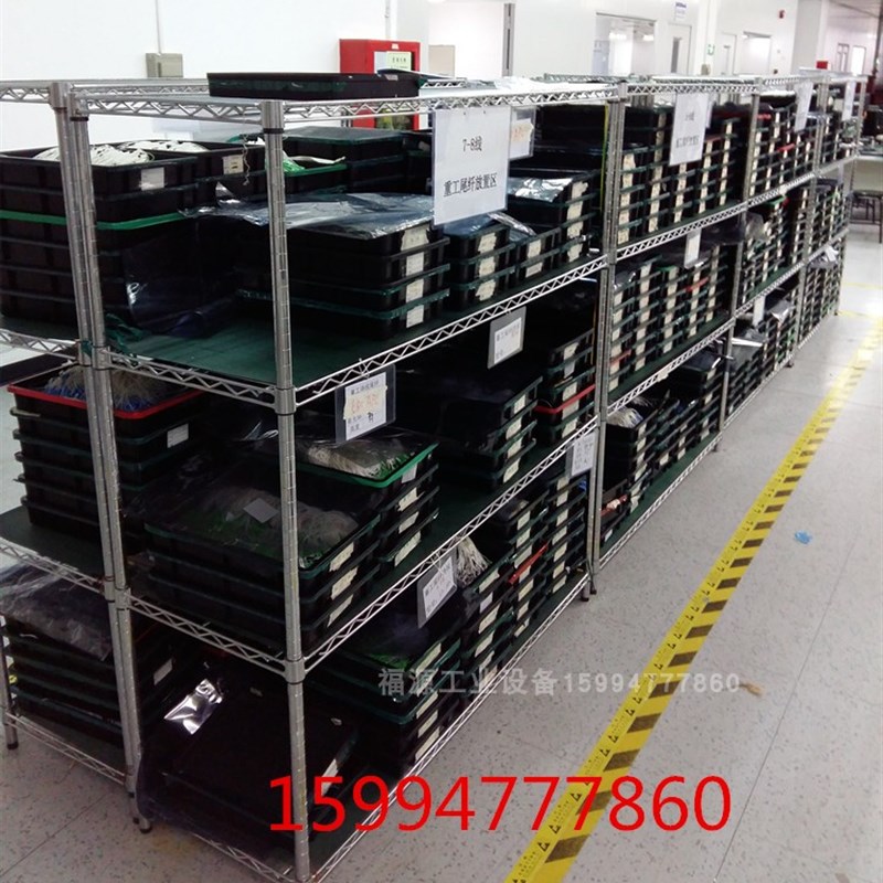 防静电五层移动物料货架不锈钢金属E置物架多层铁架带轮周转物料