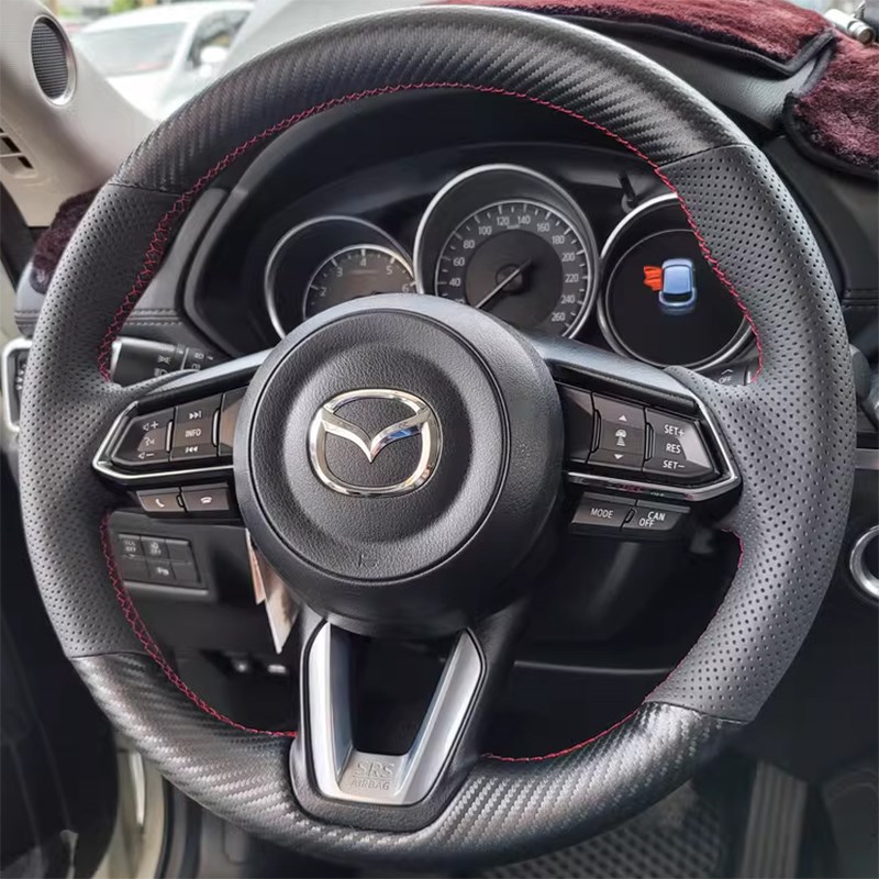 马自达昂克赛拉CX-5方向盘套真皮CX-8阿特兹CPX-4把套手缝专用全