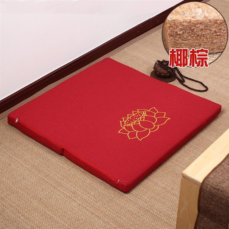 打坐垫禅修垫椰棕折m叠冥想静坐垫家用跪拜佛蒲团加厚盘坐垫上垫