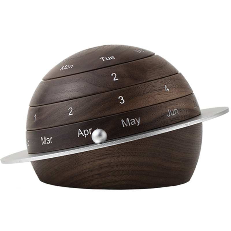 星球日历摆件 复古万年历客厅玄关个G性创意桌面装饰摆饰木质桌历