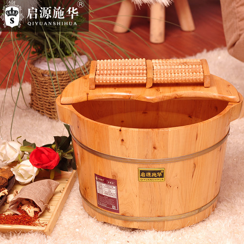 足浴桶泡脚桶木桶家用过小脚洗脚盆按摩保温小木盆U木质实木养生