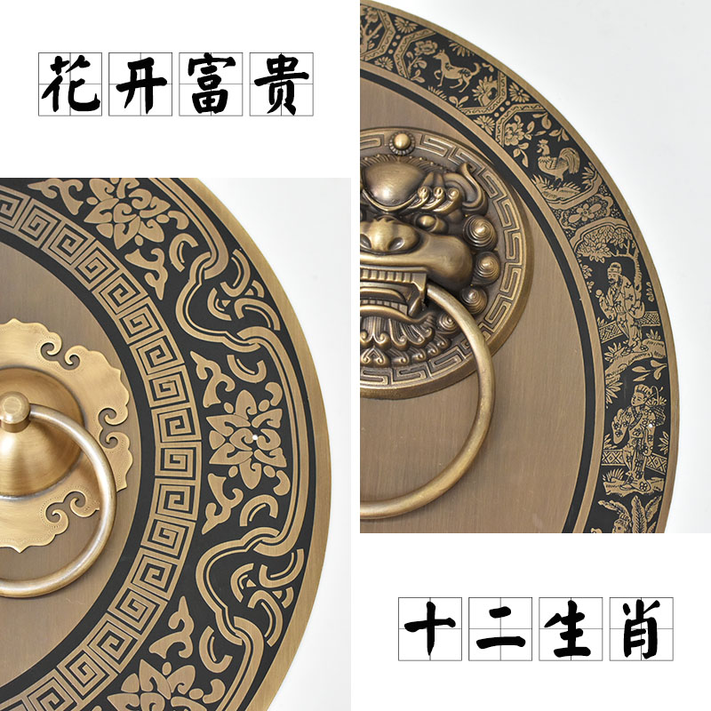 仿古大门拉手中i式纯铜门环把手复古圆形拉环老式门栓锁扣插销配