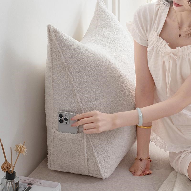 三角床头靠垫泰迪绒软包卧t室榻榻米床上防撞大靠背可拆洗宿舍靠