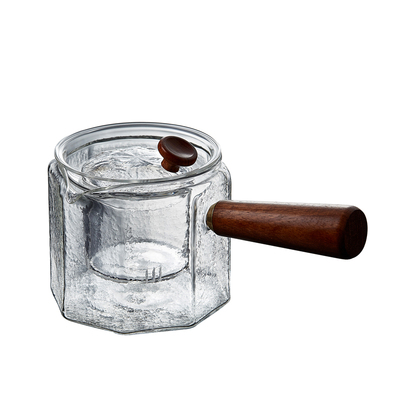 耐热玻璃锤目纹煮l茶器侧把泡茶壶黑茶煮茶壶电陶炉专用煮茶器