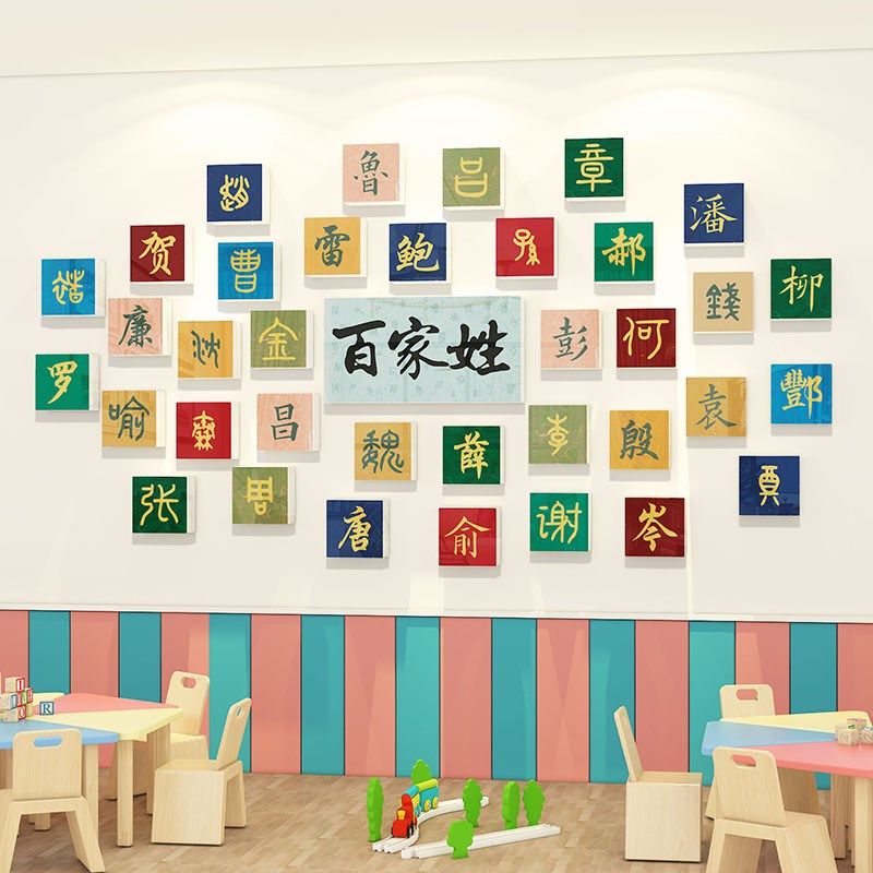 幼儿园环创d主题墙百家姓中小学班级文化墙贴教室走廊布置墙面装,家居饰品,文化墙贴,淘宝优惠券,粉丝福利购,淘宝优惠卷