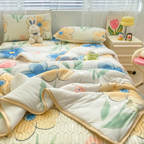 乳胶凉席四件套床笠款p夏被夏季可机洗冰丝席三件套单人学生宿舍