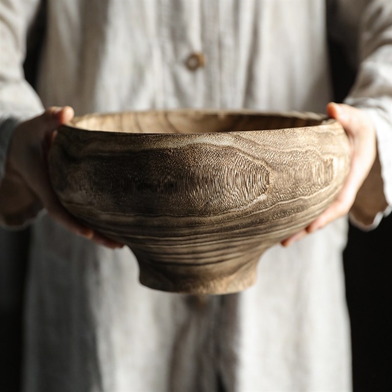 实木复古b装饰盆民宿纯朴风大号木盘干果水果面包手工家用零食收