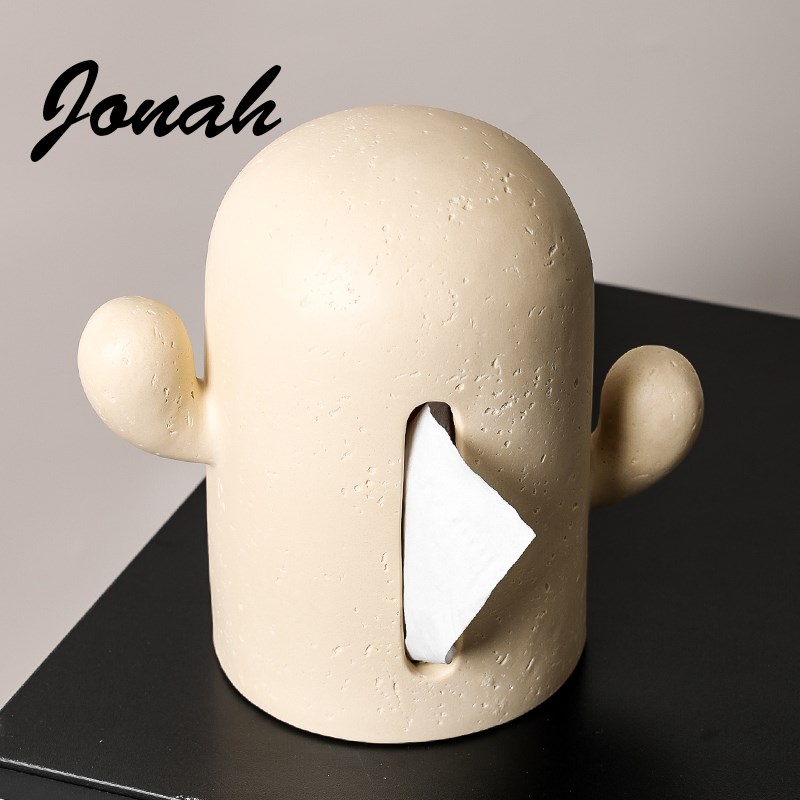 侘寂风仙人掌抽纸盒洞石纹纸巾盒客D厅轻奢高级感桌面茶几创意摆