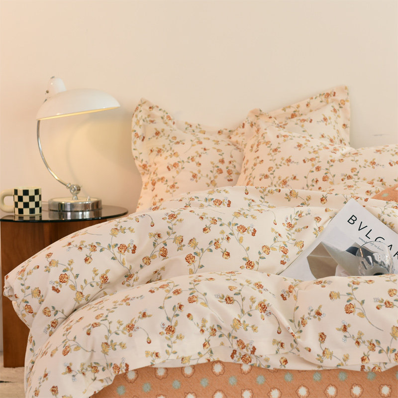 全棉磨毛新美式小l碎花单件床单被套单双人被罩可定做冬季保暖床