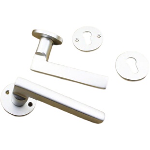 银白房门锁木门室内卧室家t用型静音锁全套两件式太空铝铜锁芯58