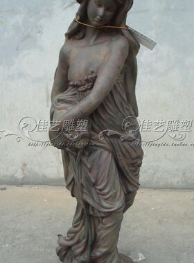 欧式人物玻璃钢工艺品落地摆件摆设家居装饰品P抱扛罐小美女取水