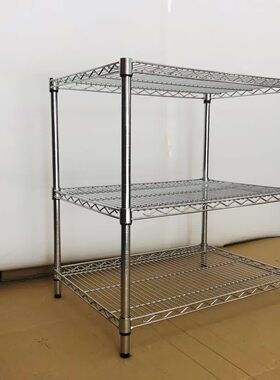 仓库货架家用置物架三层带轮x物料铁架子可移动储物架不锈钢展示