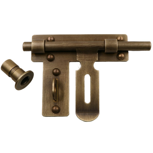 中式大门纯铜插销复古木门黄铜插销老F式门扣锁免打孔全铜门栓锁