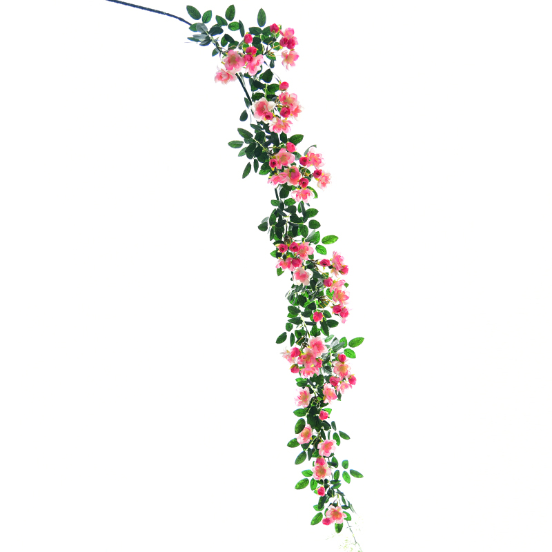 仿真玫瑰花藤蔷薇藤蔓室内假x花藤条装饰植物塑料花墙阳台客厅墙