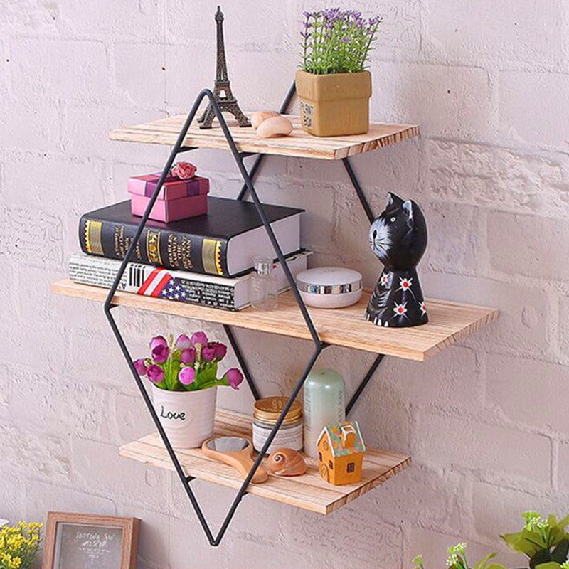 墙壁免打孔墙上置物架创意客厅卧室D背景装饰架收纳架床头墙面挂